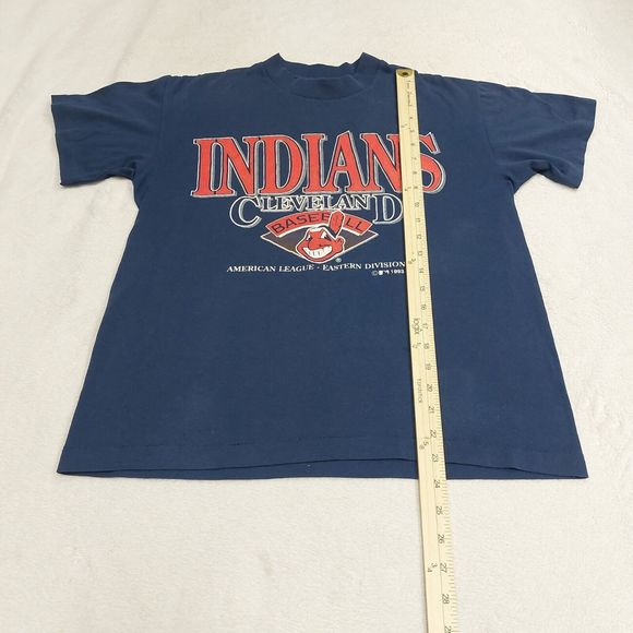 Vintage 1993 Trench Cleveland Indians Chief Wahoo Navy Blue T-Shirt Size Medium - Picture 7 of 8